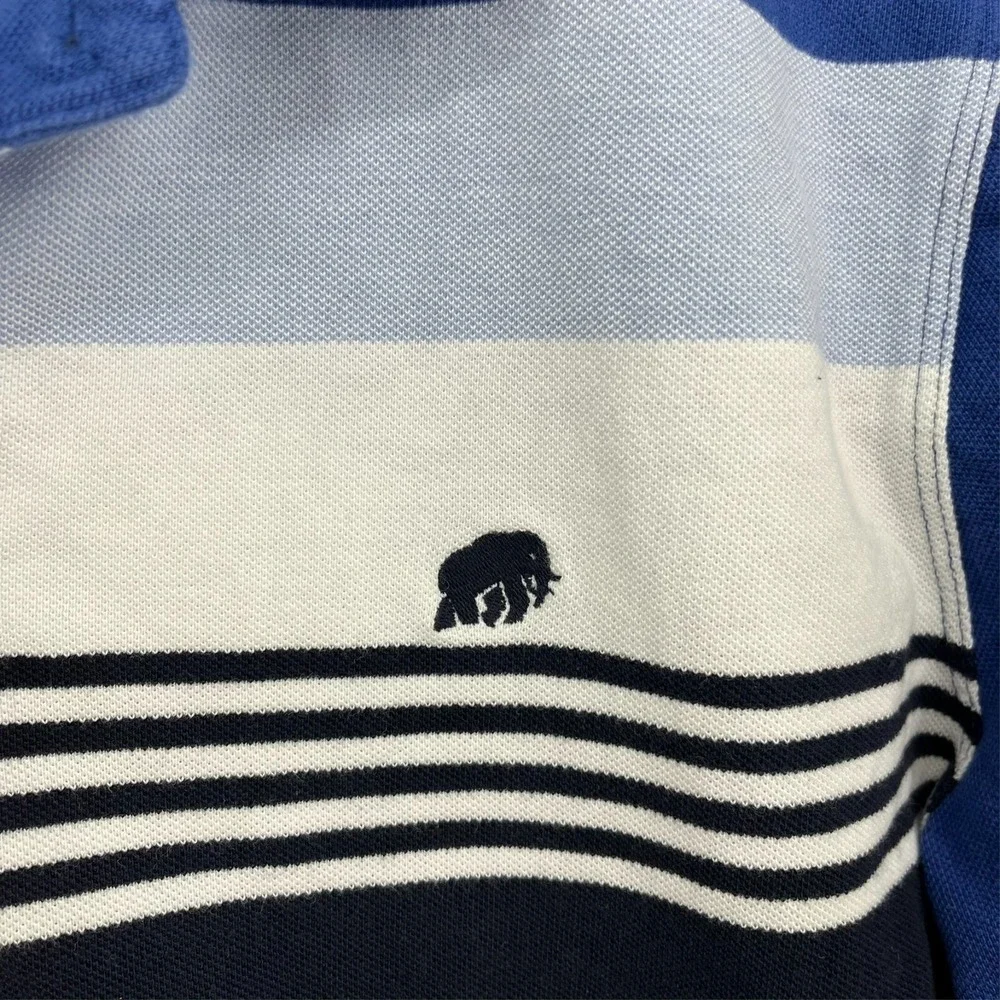 Banana Republic Mens Large Blue Colorblock Striped Elephant Logo Polo Shirt L/G